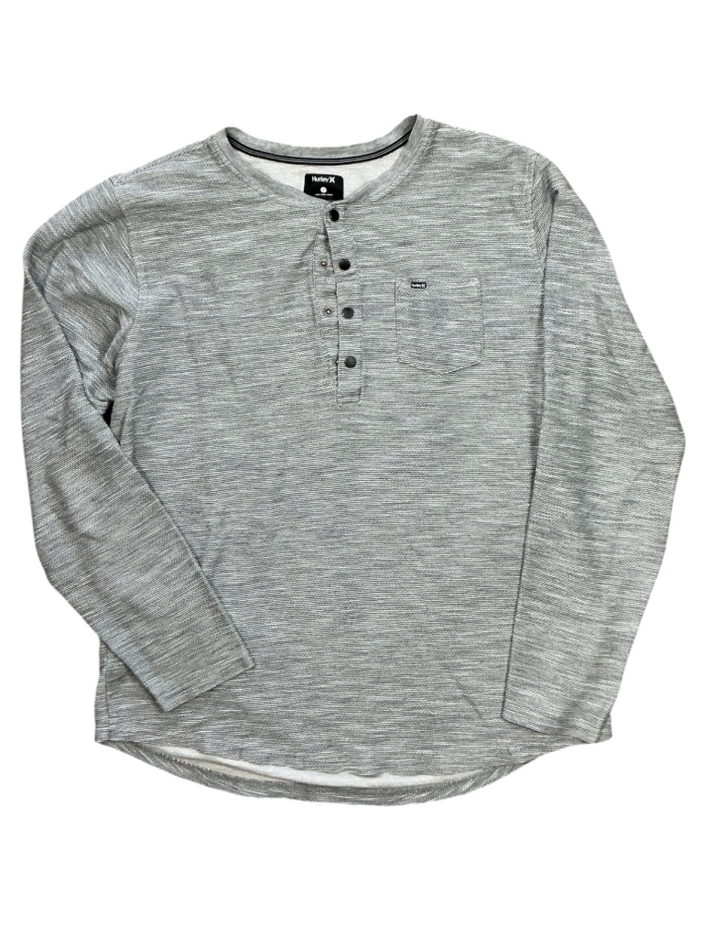 Hurley Gray Long Sleeve Henley Shirt Large